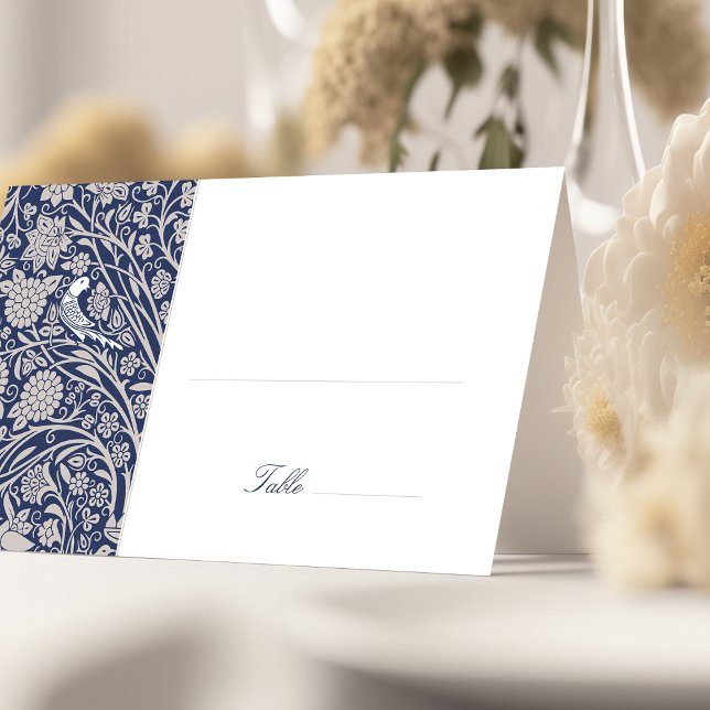 Elegant Viktorian Navy Bröllop Place Card Kort (Skapare uppladdad)