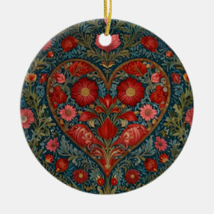 Elegant Viktorian Valentines day hjärtkonstruktion Julgransprydnad Keramik