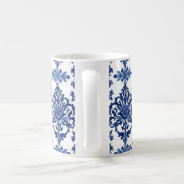 Elegant viktoriansk damast blommönster marinblå  kaffemugg