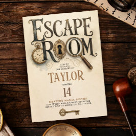 Elegant viktoriansk guld-escape room-mysteriumlösn inbjudningar