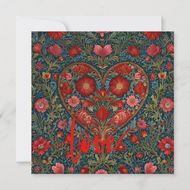 Elegant viktoriansk hjärtformad valentinsdagsdesig inbjudningar (Framsida)