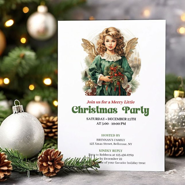 Elegant viktoriansk julängel festinavitation inbjudningar (Chic Victorian Christmas angel party invitation

)
