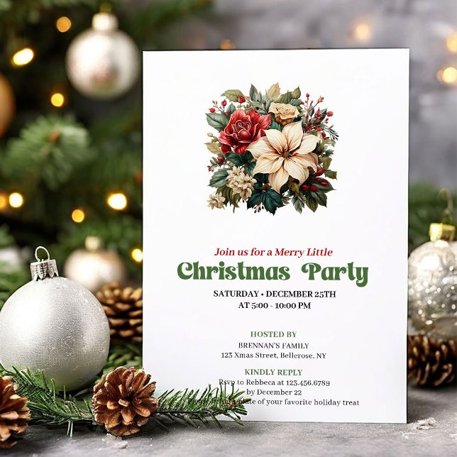 Elegant viktoriansk julblommor festinladning inbjudningar (Chic Victorian Christmas angel party invitation

)