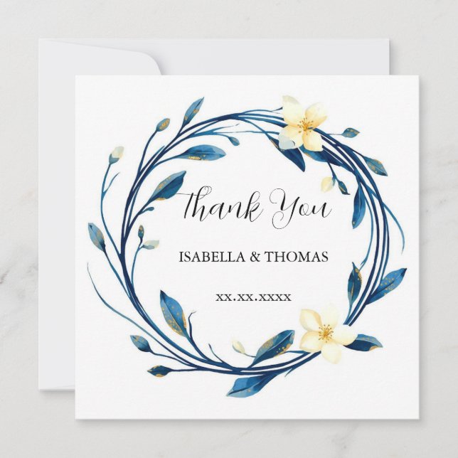 Elegant viktoriansk marinblå lilja blomster botani inbjudningar (Framsida)