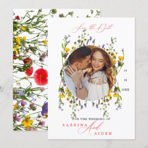 Elegant Vild Bloming Garden Wedding Photo Spara Datumet