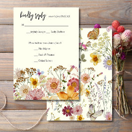 Elegant Vild Blomma Boho RSVP-Kort OSA Kort