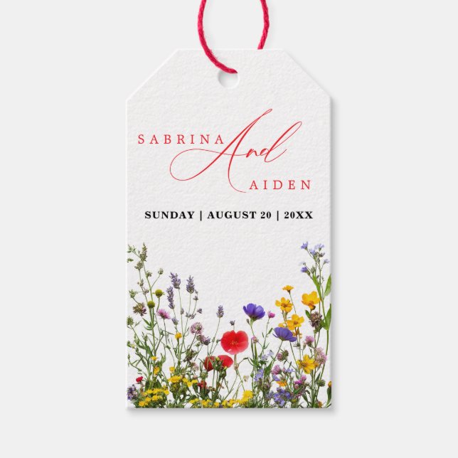 Elegant Vild Blommigt Blooming Garden Wedding Presentetikett (Framsidan)