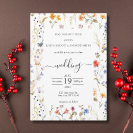 Elegant vild-blommor, bröllop inbjudningar