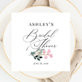 Elegant vild blomning vattenfärg bröllopsdusch pappersservett