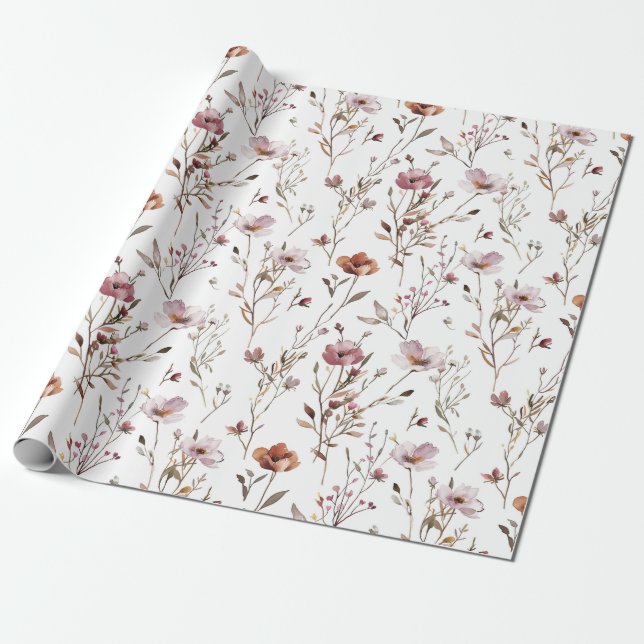 Elegant vild blomster Boho presentpapper (Utrullad)