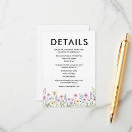 Elegant vild blomsterfärgad detalj-kort tilläggskort