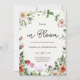 Elegant vild blomsterkärlek i blommande bröllopsdu inbjudningar