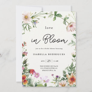 Elegant vild blomsterkärlek i blommande bröllopsdu inbjudningar