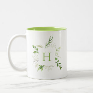 Elegant Vild botaniskt monogram Två-Tonad Mugg