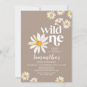 Elegant Vild En Daisy Boho Flowers Inbjudningar