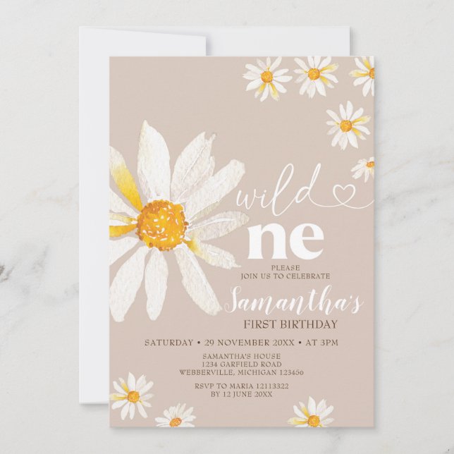 Elegant Vild En Daisy Boho  Flowers Inbjudningar (Framsida)