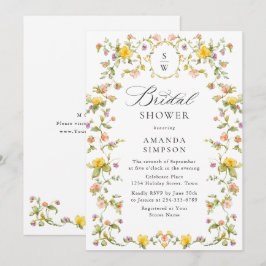 Elegant Vild Flowers Möhippa Watercolor  Inbjudningar