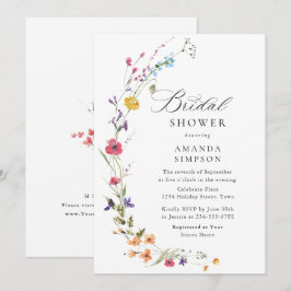 Elegant Vild Flowers Möhippa Watercolor  Inbjudningar