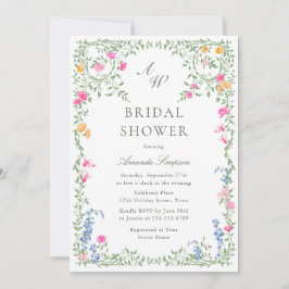 Elegant Vild Flowers Möhippa Watercolor  Inbjudningar