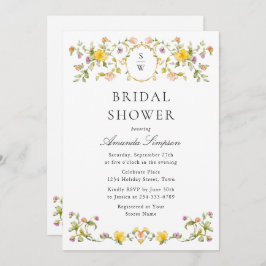 Elegant Vild Flowers Möhippa Watercolor  Inbjudningar