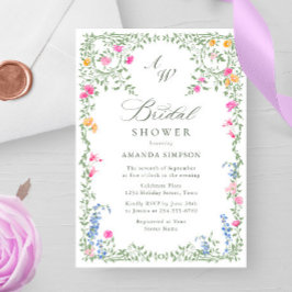 Elegant Vild Flowers Möhippa Watercolor  Inbjudningar