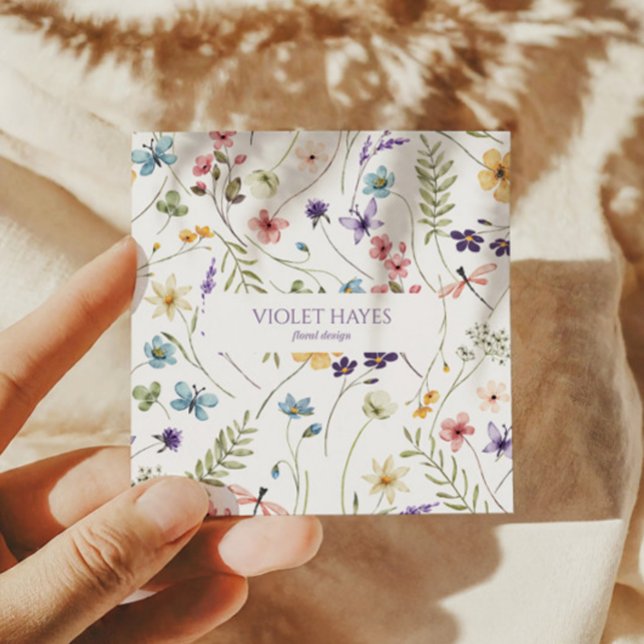 Elegant Vild för jokerblomma, Blommigt, Anpassning Fyrkantigt Visitkort (Skapare uppladdad)