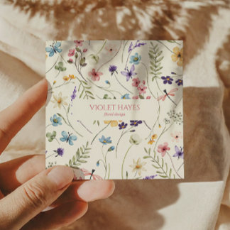 Elegant Vild för jokerblomma, Blommigt, Anpassning Fyrkantigt Visitkort