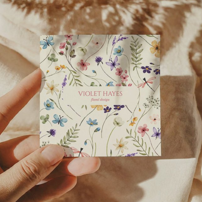 Elegant Vild för jokerblomma, Blommigt, Anpassning Fyrkantigt Visitkort (Skapare uppladdad)