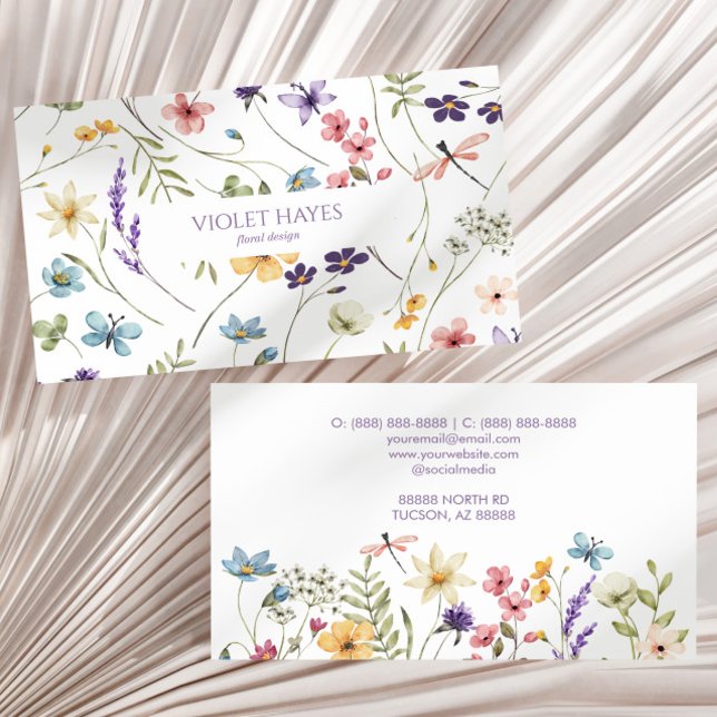 Elegant Vild för jokerblomma, Blommigt, Anpassning Visitkort (Skapare uppladdad)