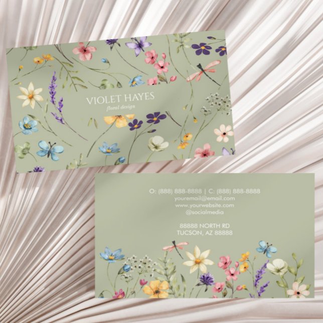 Elegant Vild för jokerblomma, Blommigt, Anpassning Visitkort (Skapare uppladdad)