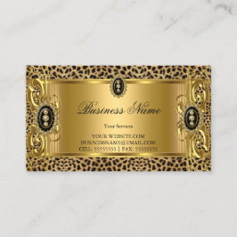 Elegant Vild Leopard Guld Svart Juvel Visitkort