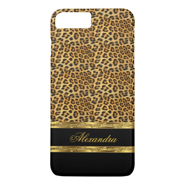 Elegant Vild Leopard Svart och Guld Case-Mate iPhone Skal (Baksida)