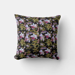 Elegant Vild Orchid Multifärgad Black Kudde