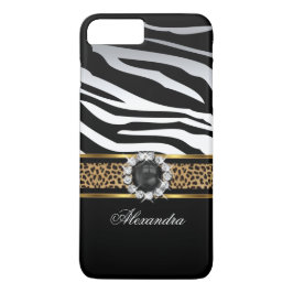 Elegant Vild Zebra Rand Leopard Black Guld Pearl