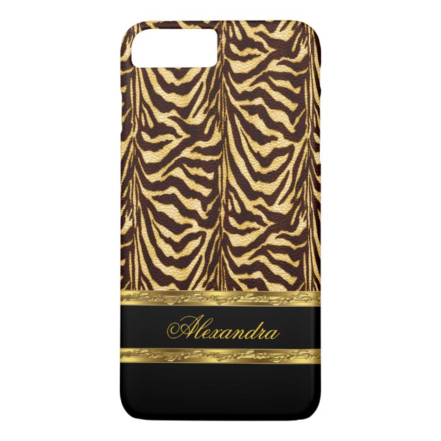 Elegant Vild Zebra Svart och Guld Case-Mate iPhone Skal (Baksida)