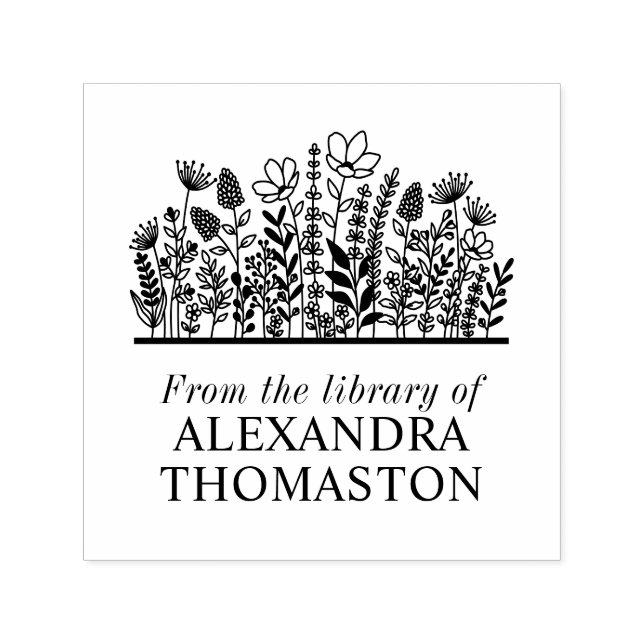 Elegant vilda blommor #2 Biblioteksboknamn Självfärgande Stämpel (Design)