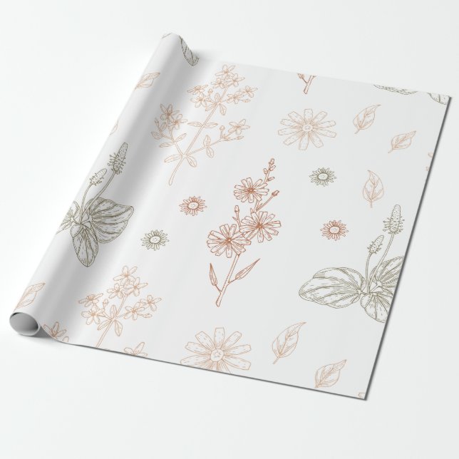 Elegant Vilda Blommor Barnkalas Presentpapper (Utrullad)