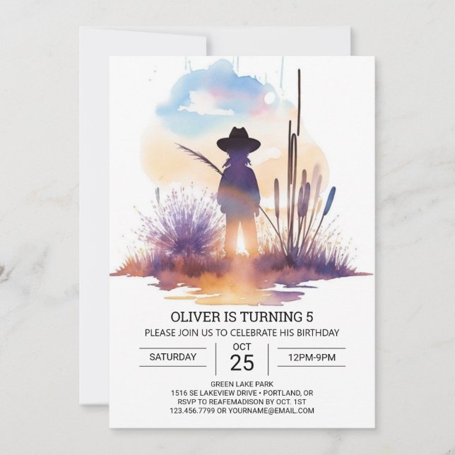 Elegant Vilda western Cowboy Birthday Inbjudningar (Framsida)