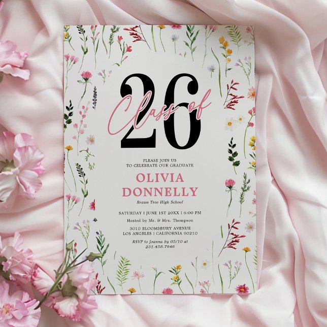 Elegant vildblomma 2026 examensfest inbjudningar (Skapare uppladdad)