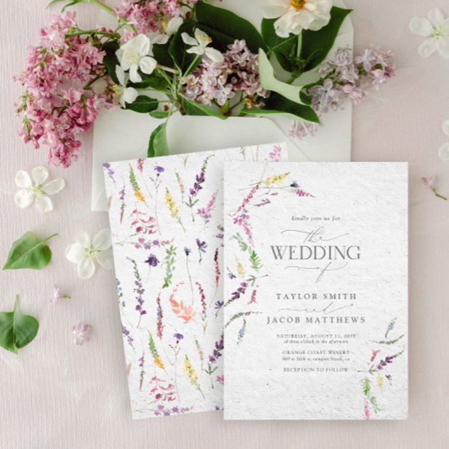 Elegant Vildblomma Akvarell Blommig Bröllop Inbjudningar (Skapare uppladdad)