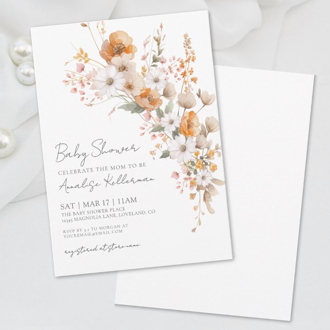 Elegant vildblomma blommig baby shower inbjudningar (Elegant Wildflower Floral Baby Shower Invitation)