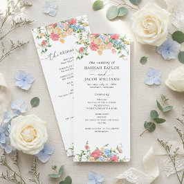 Elegant Vildblomma Blommig Bröllopsprogram Program