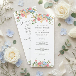 Elegant Vildblomma Blommig Bröllopsprogram Program