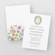 Elegant Vildblomma Blommig Monogram Vapen Bröllop