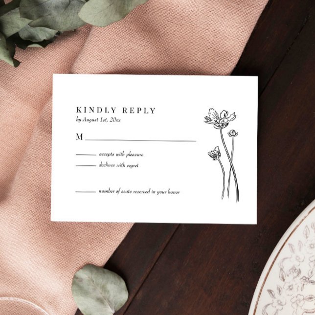 Elegant vildblomma Boho bröllop RSVP-kort OSA Kort (Skapare uppladdad)
