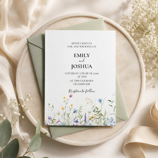 Elegant Vildblomma Bröllop Inbjudningar