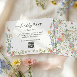 Elegant Vildblomma Bröllop QR-kod RSVP-kort OSA Kort