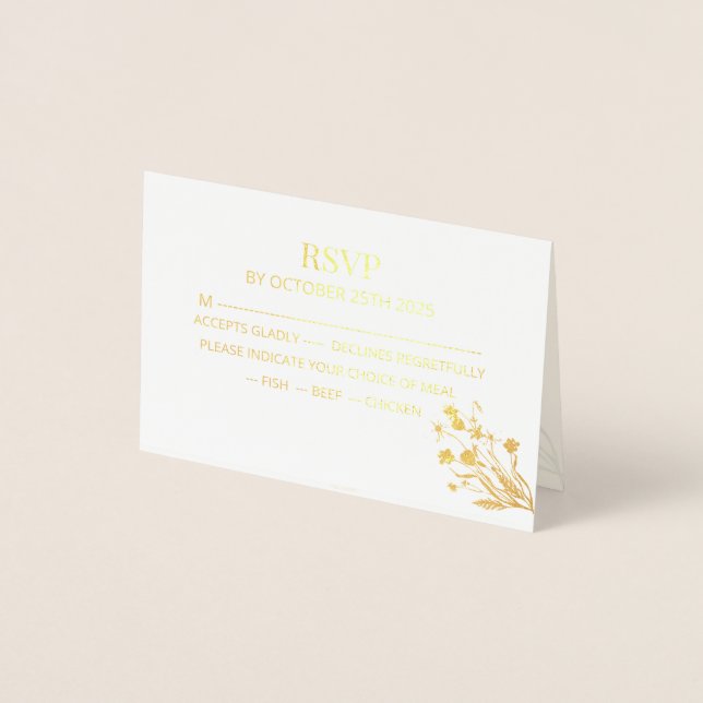 Elegant Vildblomma Bröllop RSVP-kort Folierat Kort (Framsida)