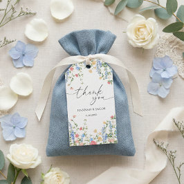 Elegant vildblomma bröllop tack present presentetikett