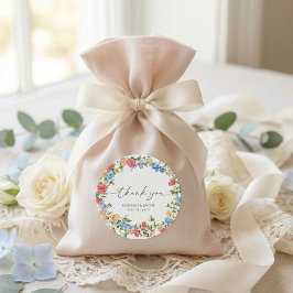 Elegant vildblomma bröllop tack present runt klistermärke